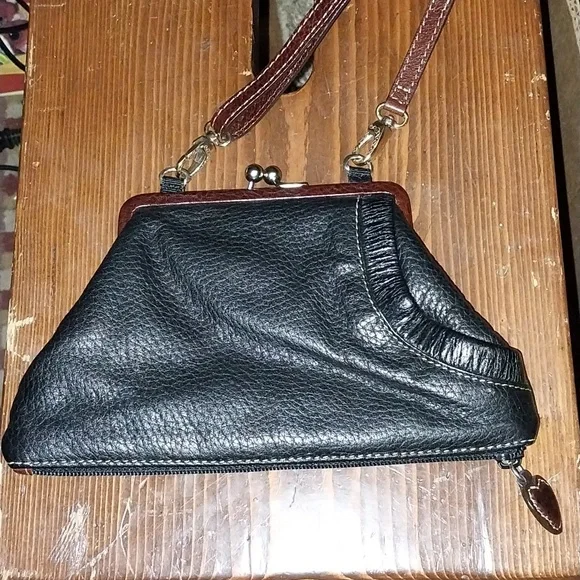 Vintage Brighton Leather Crossbody Bag in Black and Brown - Picture 2 of 7